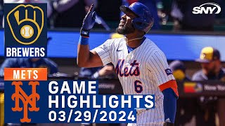 Mets vs Brewers 32924  NY Mets Highlights  SNY [upl. by Delanty]