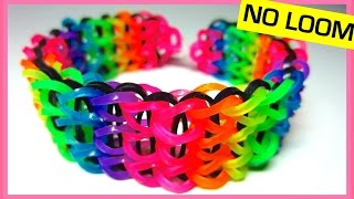 Triple Single Rainbow Loom Bracelet without Loom on Two Forks [upl. by Bortz]