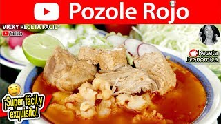 POZOLE ROJO  VickyRecetaFacil [upl. by Ociredef]