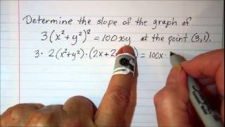 Using implicit differentiation to find slope of tangent line [upl. by Reginauld]