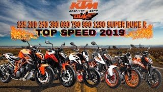 KTM Duke 125 200 250 390 690 790 990 1290 Super Duke R Top Speed [upl. by Fred]