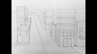 Cityscape in 1point Perspective [upl. by Etteroma246]