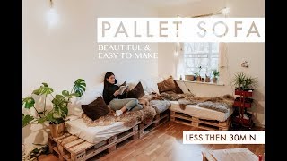 HOW TO MAKE A PALLET SOFA IN UNDER 30 MINUTES [upl. by Anchie]