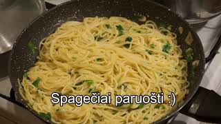 Spagečiai su česnakiniu padažu Makaronų receptai Spaghetti with Garlic Sauce Pasta Recipes [upl. by Akaya]