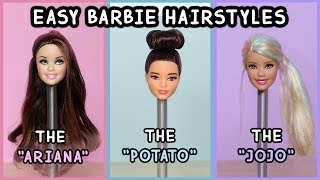 5 Easy Barbie Doll Hairstyles Tutorial [upl. by Parthena]