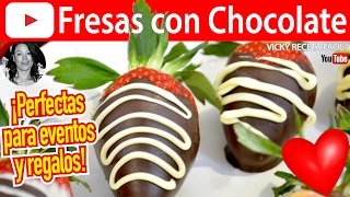 CÓMO HACER FRESAS CON CHOCOLATE  Vicky Receta Facil [upl. by Eimmelc]