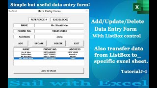 AddUpdate amp Delete in Data Entry Form with List Box Control using VBA [upl. by Ardnaik697]