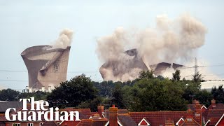 Didcot power station cooling towers demolished [upl. by Ayokahs]