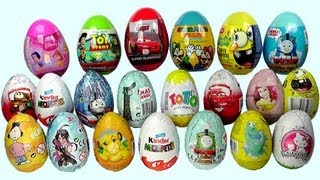 21 Surprise Eggs Kinder Surprise Cars 2 Thomas Spongebob Disney Pixar [upl. by Torruella776]