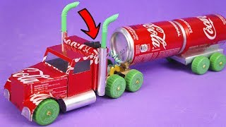 AMAZING COCACOLA TRUCK MADE WITH ALUMINUM CANS AND DC MOTOR [upl. by Annitsirhc]