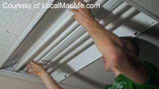 How to install or change fluorescent bulbs in recessed office fluorescent lighting [upl. by Alaet946]