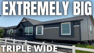 GIGANTIC triple wide mobile home with literally EVERYTHING Prefab House Tour [upl. by Mcnully]