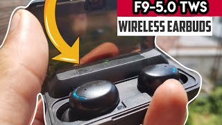 F9 50 TWS Bluetooth Earphones 50 Unboxing Black  New Generation Heavy Bass [upl. by Eelyrehc]