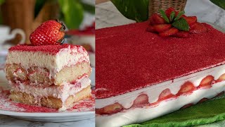 Strawberry Tiramisu No Raw Eggs No Coffee No Alcohol [upl. by Sunil]