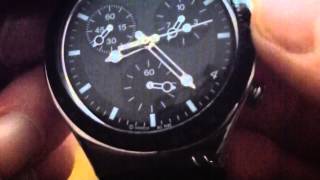 Swatch Irony Windfall watch with leather strap 1080p [upl. by Lemar]