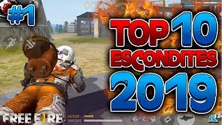 TOP 10 Escondites Free Fire 2019  MEJORES ESCONDITES LEGALES [upl. by Pudens]