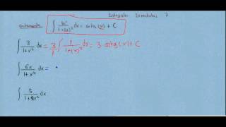 Integrales inmediatas 07 arcotangente [upl. by Fredericka]