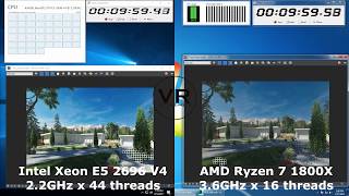 Intel Xeon E5 2696 V4 44 theads vs AMD Ryzen 7 1800x 16 threads render times vray 3dsmax [upl. by Kusin]