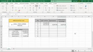 Depreciación en línea recta con Excel [upl. by Nishi]