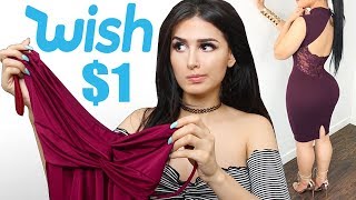 I BOUGHT CHEAP CLOTHES ON WISH TRY ON HAUL [upl. by Llerol203]