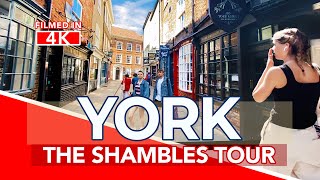 YORK  Tour of THE SHAMBLES in York UK Historic City Walk [upl. by Haidebej784]