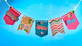 Cómo Hacer Banderines para Fiestas  Manualidad de Scrapbook [upl. by Kcirddehs]