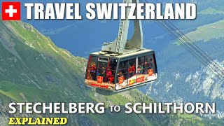 SCHILTHORN │ SWITZERLAND Cable car ride from Stechelberg to Schilthorn explained [upl. by Nolur]