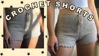 Crochet Shorts  HighWaisted Shorts  Tutorial Easy and beginner friendly [upl. by Peppel]