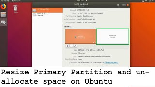 Resize Primary Partition and unallocate space on Ubuntu  Part 1 [upl. by Roze]