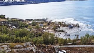 Landslide sweeps Norway homes into the sea [upl. by Adnicul20]