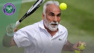 Mansour Bahrami trick underarm serve  Wimbledon 2019 [upl. by Landrum]