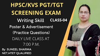 Writing Skill L04  Poster amp Advertisement Questions I HPSC PGTTGT SCREENING I KVSNVS PGTTGT [upl. by Eelirem]