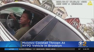 Chemical Flaming Molotov Cocktail Thrown At NYPD Officers During Traffic Stops In Brooklyn [upl. by Zzabahs237]