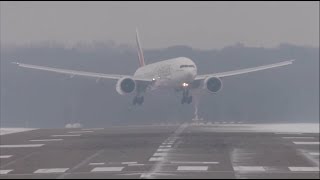 Emirates vs Turkish airlines boeing 777 crosswind landing [upl. by Ayiram]