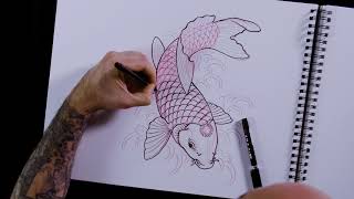 Chris Garvers Koi Tutorial  Tattoodo  Art Class [upl. by Oiram315]