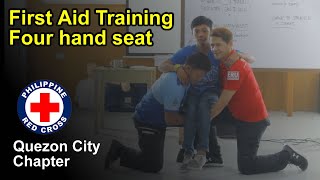 RED CROSS First Aid Training  Four hand seat [upl. by Ahsela]