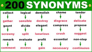 Learn 200 HELPFUL Synonym Words in English To Strengthen Your English Vocabulary [upl. by Annaet65]