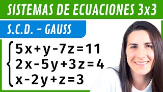 SISTEMAS de Ecuaciones 3x3 SCD ✅ Método de GAUSS [upl. by Drusie]