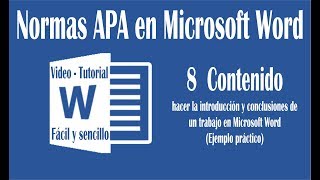 Vídeo 8 hacer introducción y conclusión en un trabajo de Word según normas APA sexta edición [upl. by Lenor]