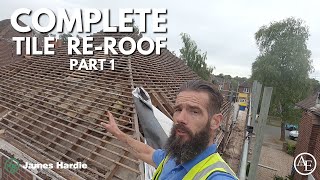 COMPLETE TILE REROOF PART 1 [upl. by Amlus]