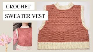 EASY CROCHET SWEATER VEST  CROCHET BY BEV [upl. by Eanrahs]