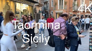 TaorminaSicilyWalking Tour 4 K October22 [upl. by Derayne]