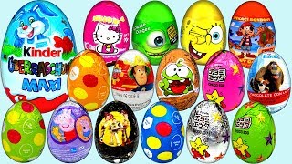 100 Surprise Eggs Kinder Peppa Pig Masha and the Bear Hello Kitty Mickey Mouse Trolls Spongebob Cars [upl. by Eelyahs569]