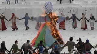 Russians in Siberia Celebrate Annual Maslenitsa Festival [upl. by Frasco491]