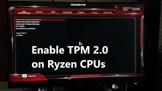 How to enable TPM 20 on AMD Ryzen CPUs [upl. by Heise]