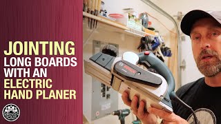 Jointing Long Boards with An Electric Hand Planer  Woodworking [upl. by Nhar636]