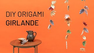 DIY Anleitung Origami Girlande  Blätter falten [upl. by Hathaway459]