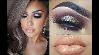 ✨GLAM ahumado con brillos  🔥Glitter Smokey Eyes Makeup Tutorial auroramakeup [upl. by Maxie]