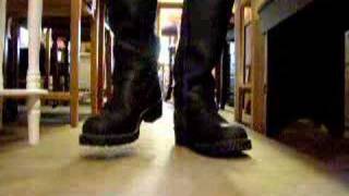 Wesco 18quot Boss Engineer Boots on Wooden Floor [upl. by Tnahsarp]