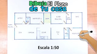 Cómo dibujar el plano BOCETO de tu casa 6m x 15m Escala 150 [upl. by Aihsenot]